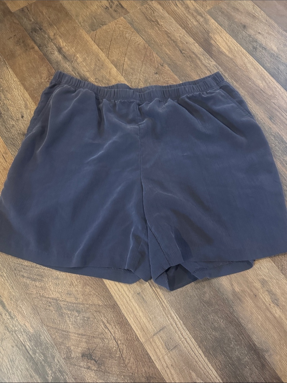 Pure Jill Navy Elastic-Waist Pull-On Shorts L petite sand-washed
